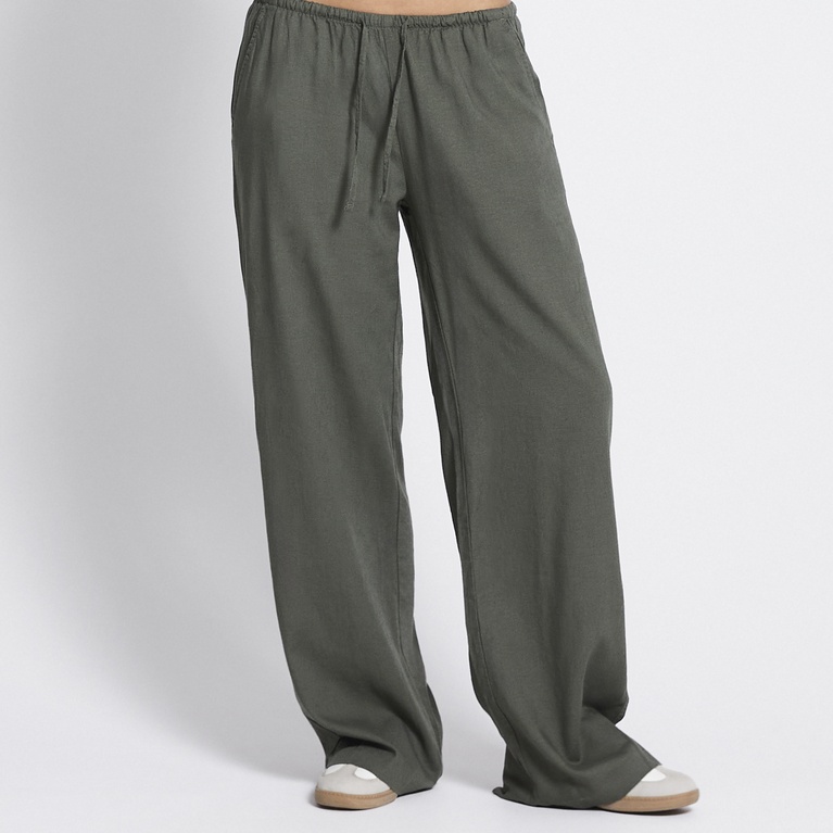 Linen blend pants "Donna" Army Green
